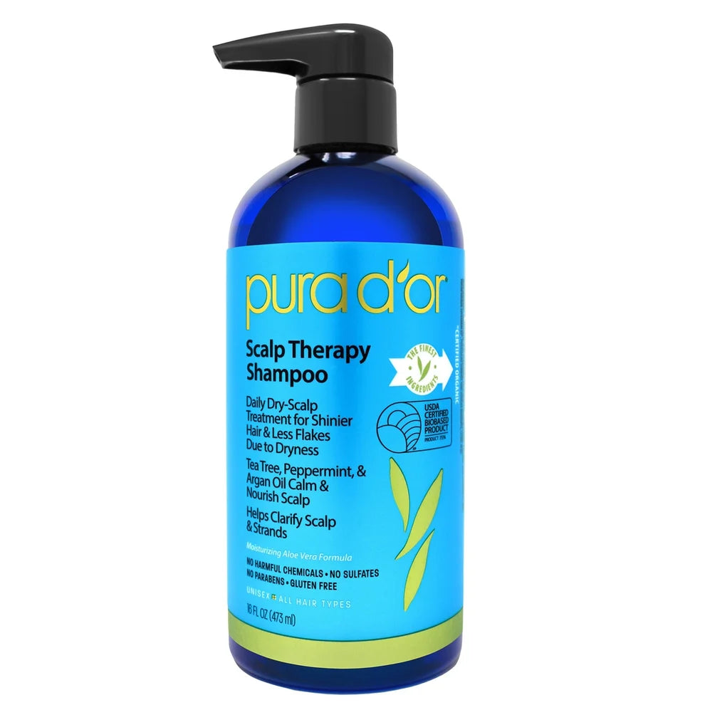 PURA D'OR Scalp Therapy Shampoo 16 oz front label
