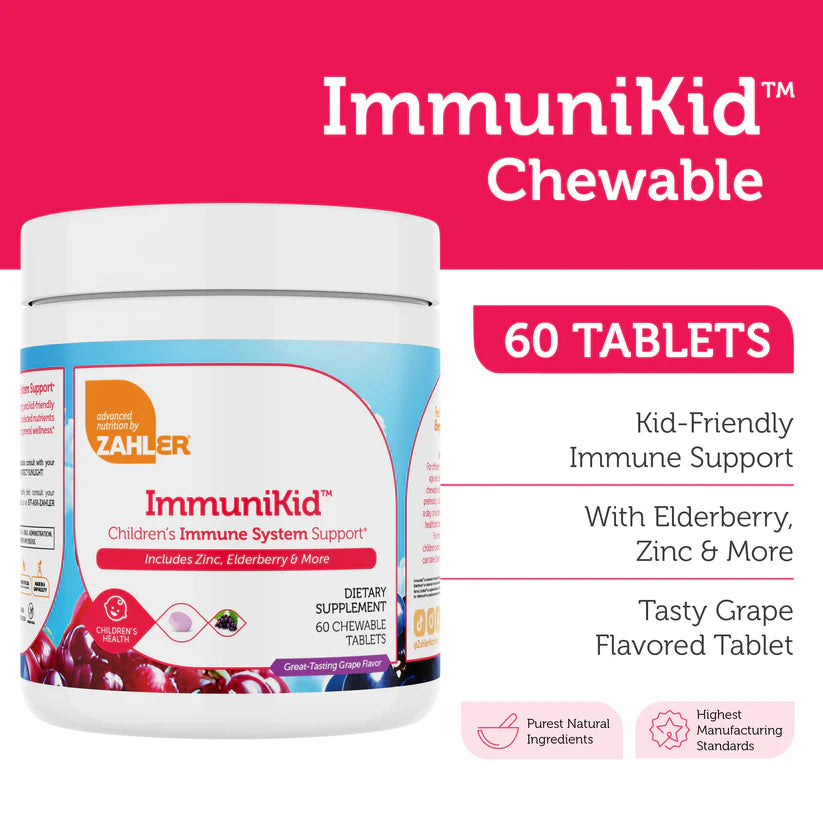 Zahler ImmuniKid™ – Children’s Immune System Support | Zinc, Elderberry & More | 60 Chewable Tablets