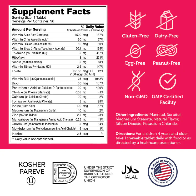 Zahler Junior Multi™ – Complete Once-Daily Multivitamin for Children (90 Chewable Tablets)