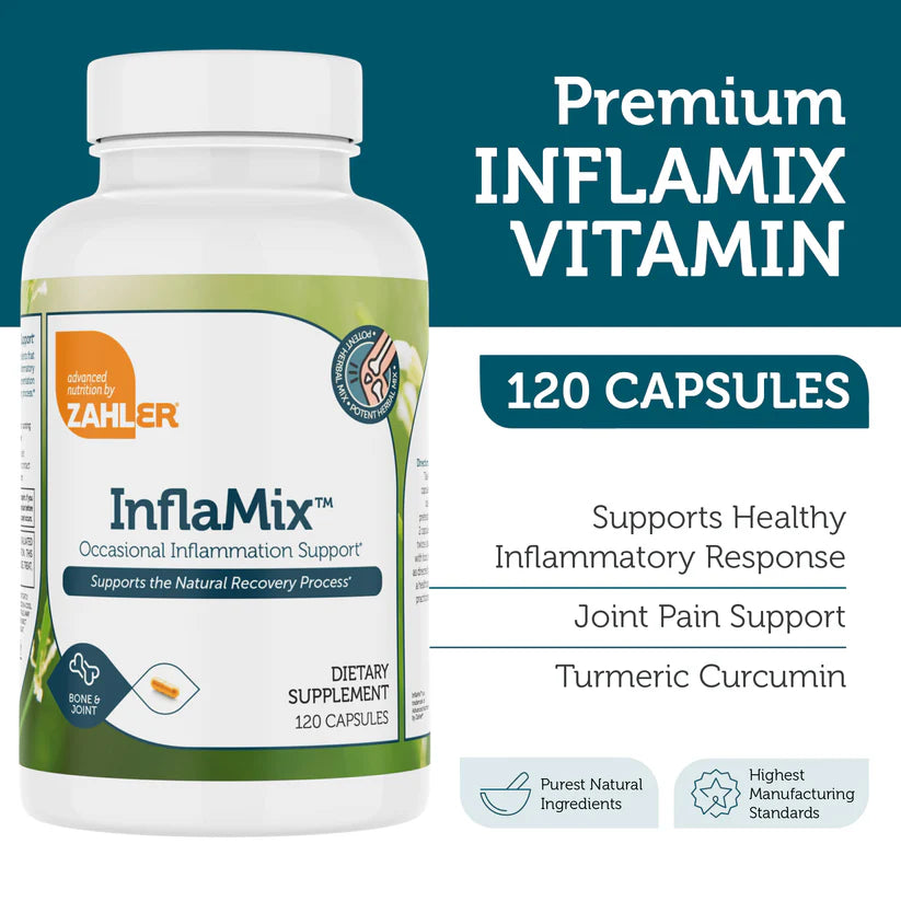 Zahler InflaMix™ – Occasional Inflammation Support Potent Herbal Mix for Natural Recovery | 120 Capsules