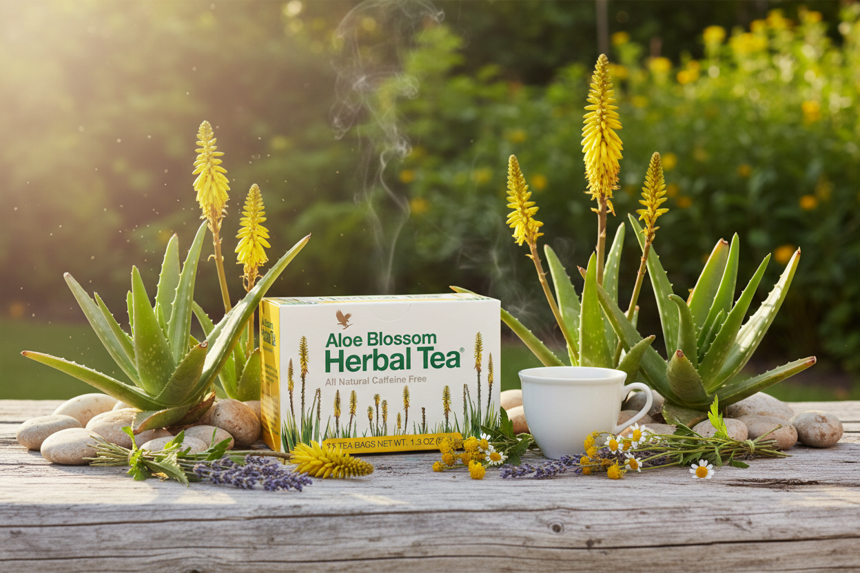Aloe Blossom Herbal Tea Natural Background