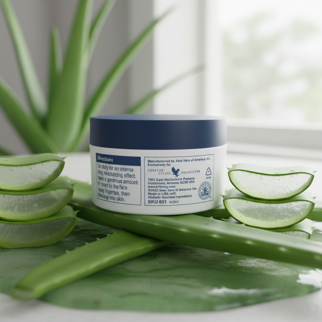 Back label with aloe vera background
