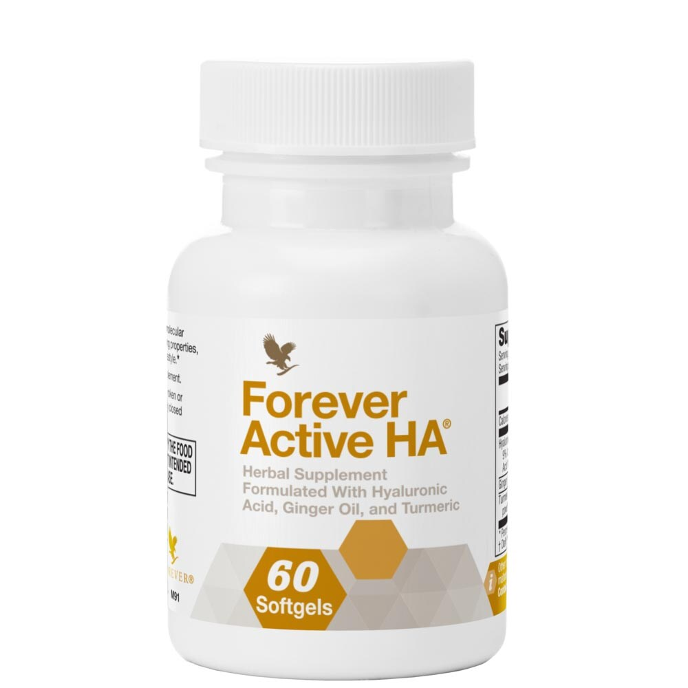 Forever Active HA®. This advanced blend of joint-supporting ingredients like the beneficial ginger and turmeric is a great supplement to help keep you moving60 softgels