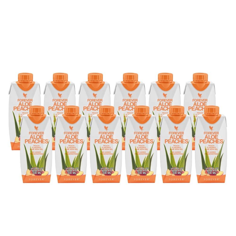 Forever™ Aloe Peaches Minis | Peach Aloe Vera Gel Drink — 12 Pack