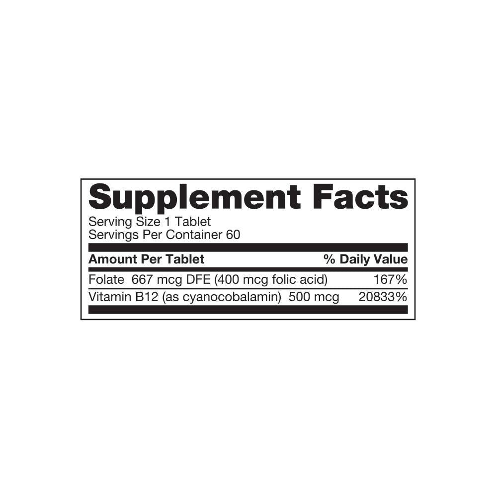 vitamin B12 with folic acid 60 tablets