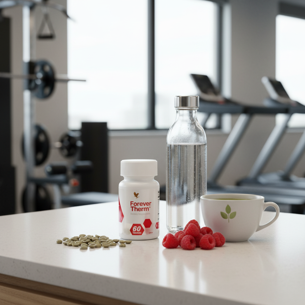 Gym counter with water & green tea