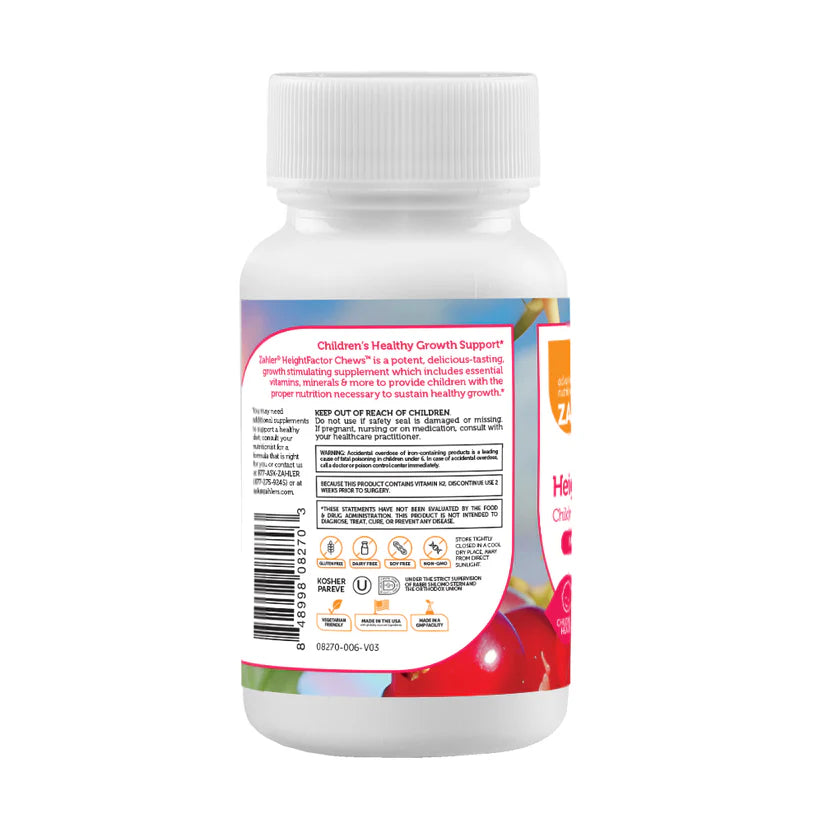 Zahler HeightFactor Chews™ – Children’s Healthy Growth Support | Natural Growth Formula | 60 Chewable Tablets
