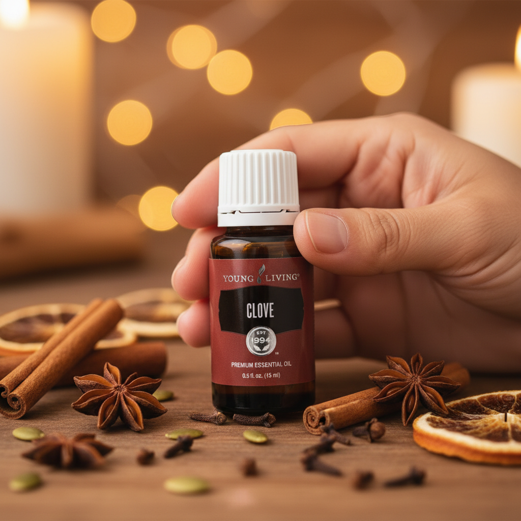 Clove Essential Oil 15ml hand hold lifestyle photo