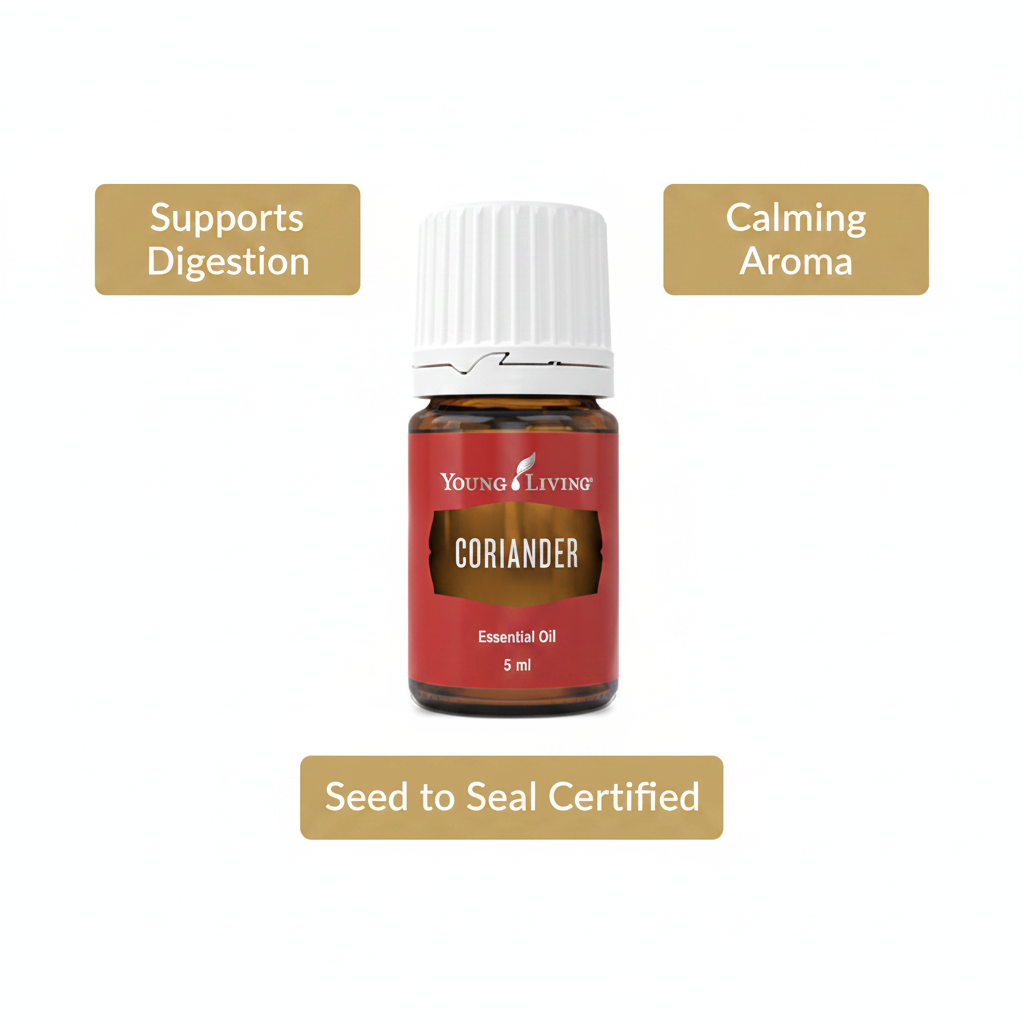 Coriander Essential Oil benefits infographic