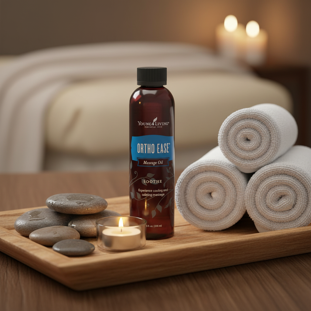Ortho Ease Massage Oil luxury spa tray scene