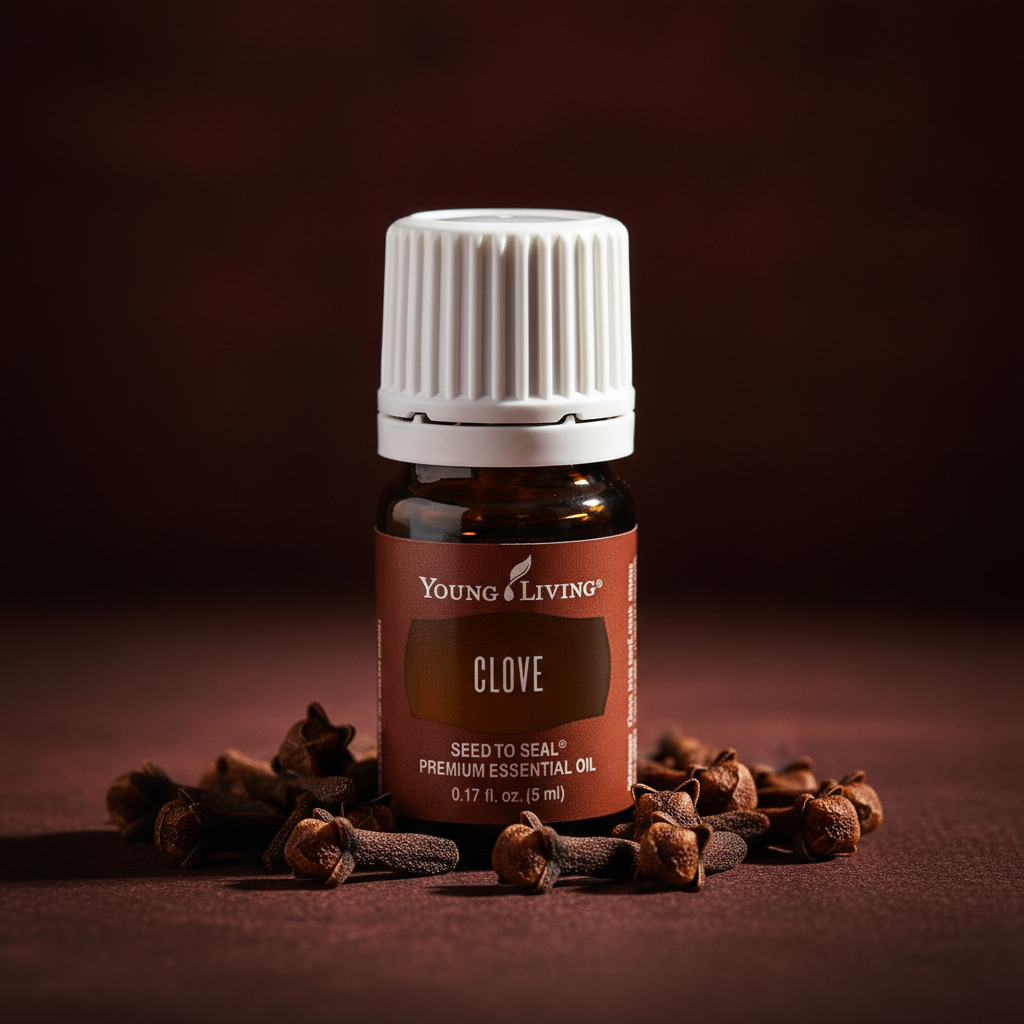 Clove Essential Oil moody dark background