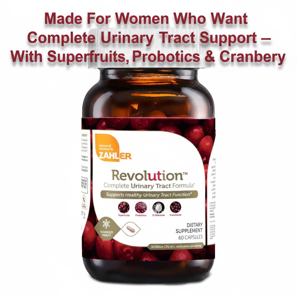 Made For Women Who Want Complete Urinary Tract Support – Zahler Revolution with Superfruits, Probiotics, D-Mannose and Cranberry
