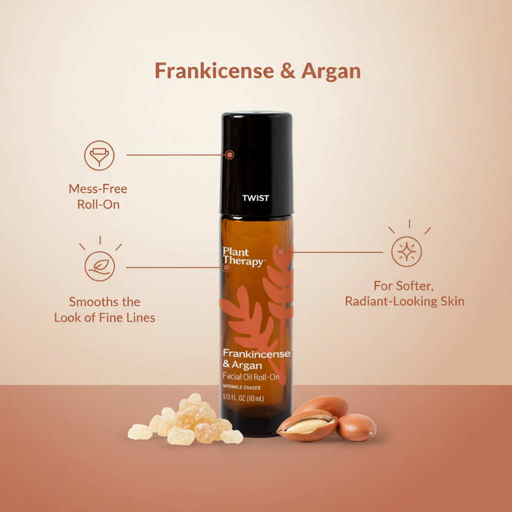 Frankincense & Argan facial oil benefits infographic
