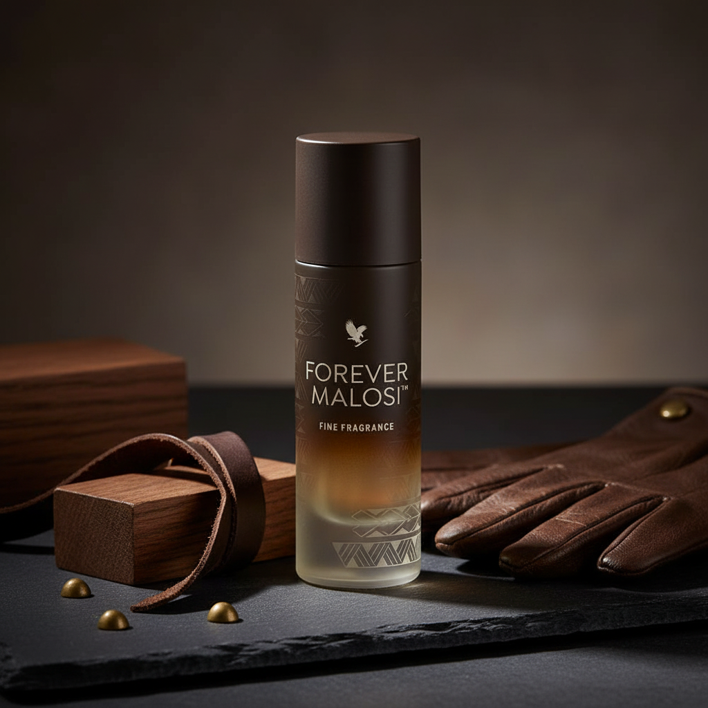 Forever Malosi Fine Fragrance on dark slate with leather accents