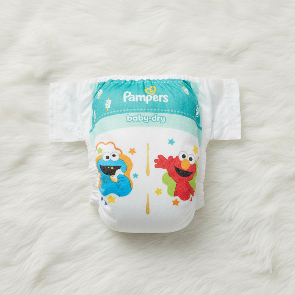 Pampers Baby Dry single diaper flat lay