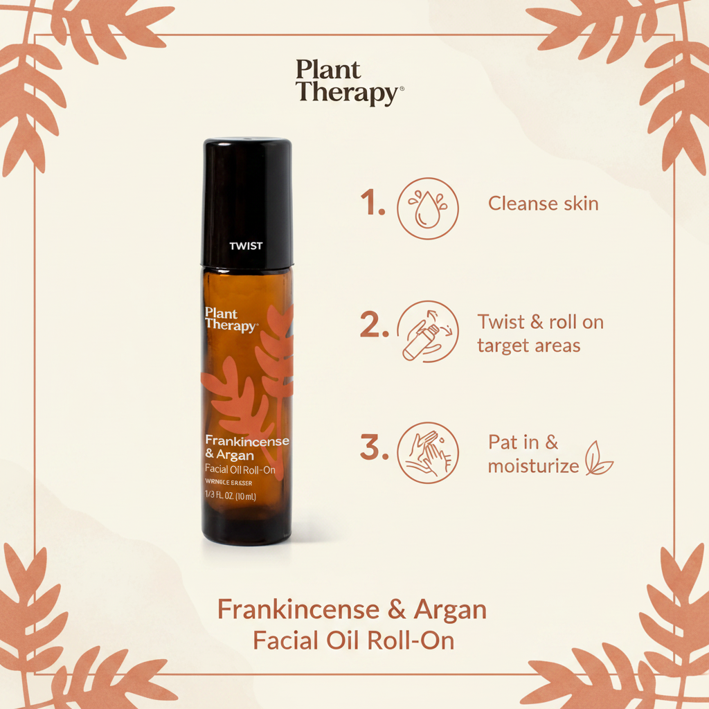 Frankincense & Argan facial oil how-to-use infographic
