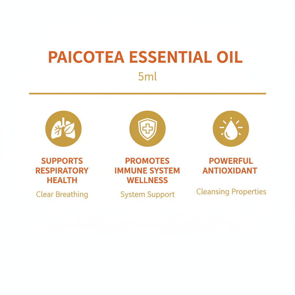Paicotea Essential Oil key benefits infographic