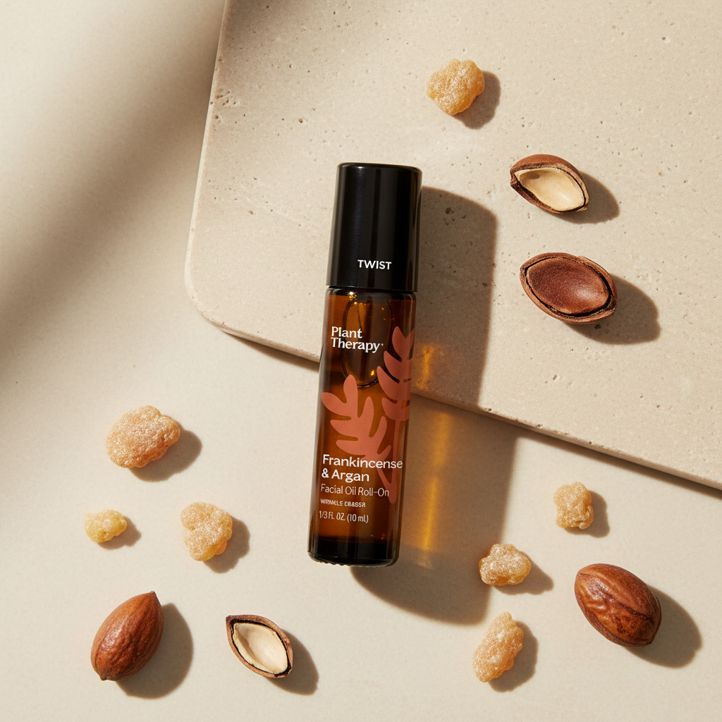 Frankincense & Argan facial oil on stone with resin and nuts