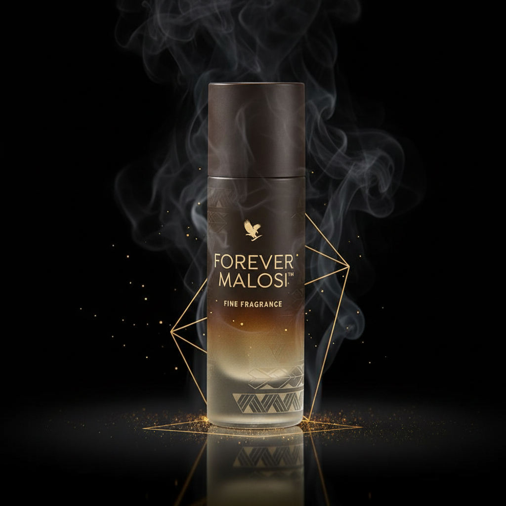 Forever Malosi Fine Fragrance on charcoal black with smoke and gold
