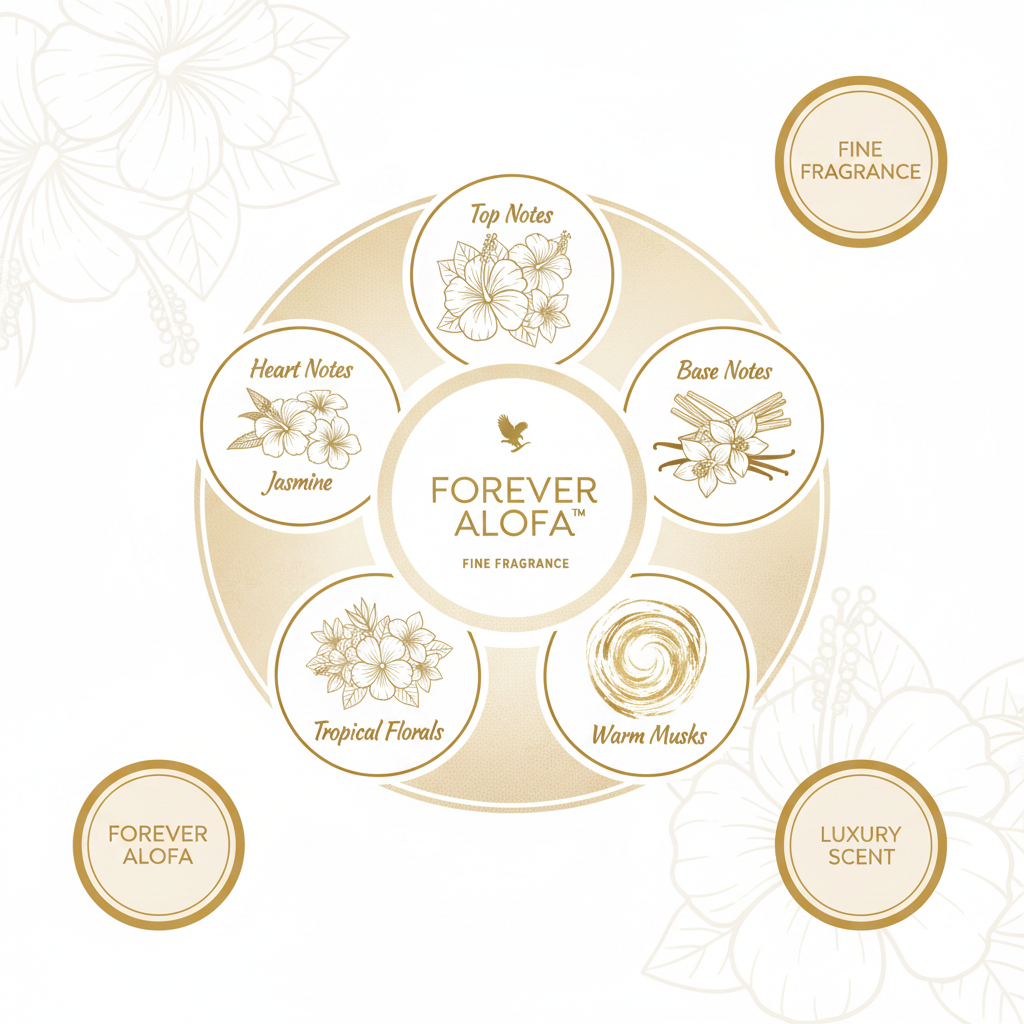 Forever Alofa Fine Fragrance notes infographic