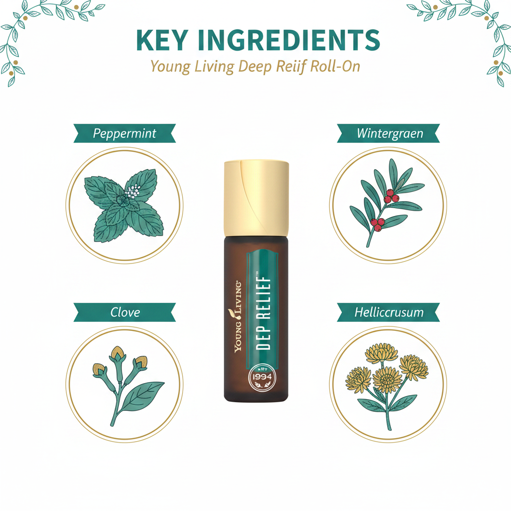 Key ingredients infographic for Deep Relief Roll-On