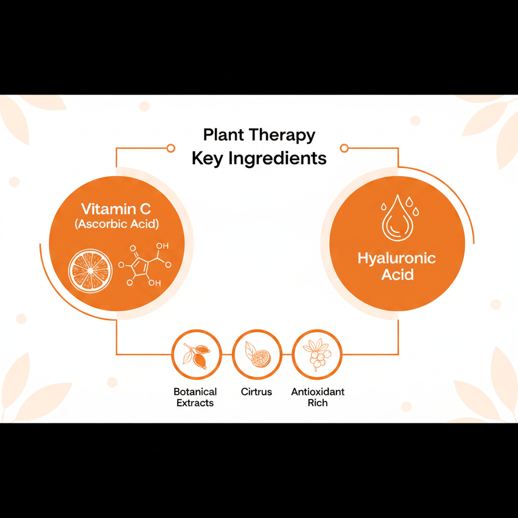 Plant Therapy Vitamin C Serum ingredients infographic - Vitamin C and Hyaluronic Acid