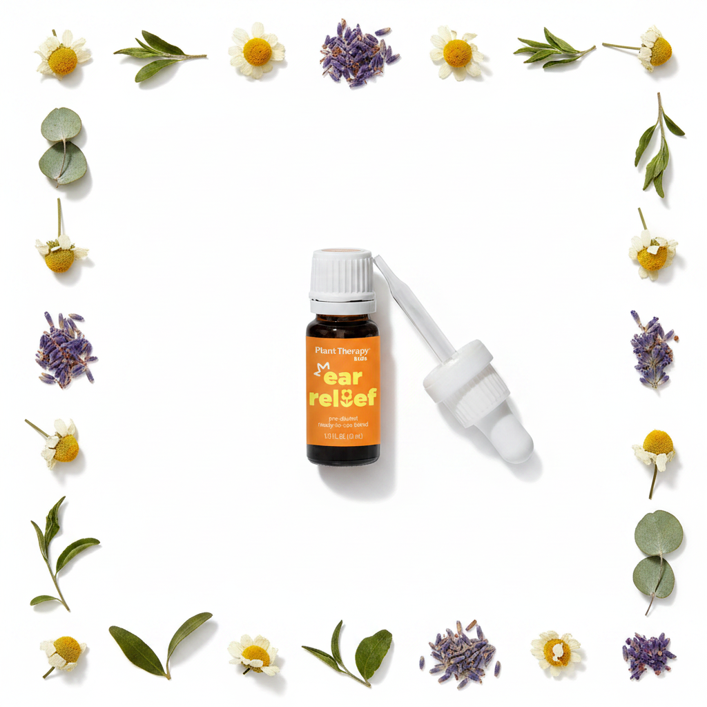 Overhead knolling Plant Therapy Kids Ear Relief with botanicals