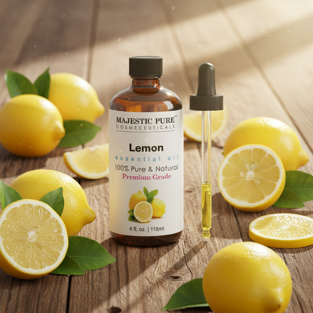 Majestic Pure Lemon Essential Oil – Fresh Lemons Rustic Lifestyle