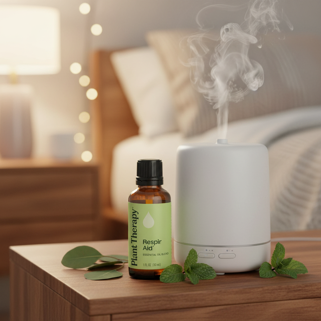 Plant Therapy Respir Aid – Diffuser Bedroom Lifestyle