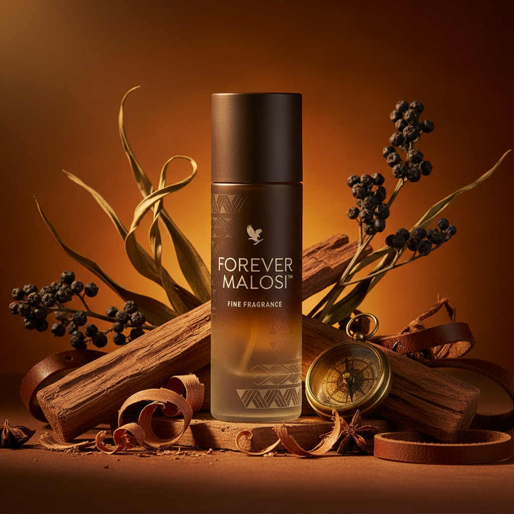 Forever Malosi Fine Fragrance on warm amber and gold background