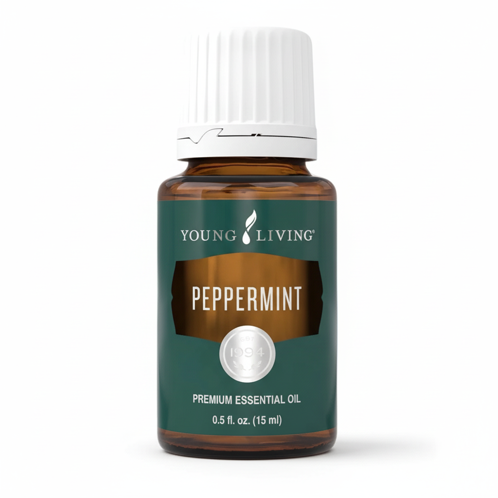 Peppermint Essential Oil clean white background