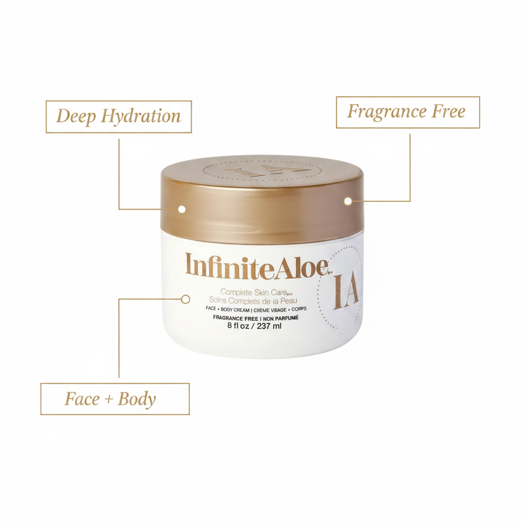 InfiniteAloe Complete Skin Care benefits infographic