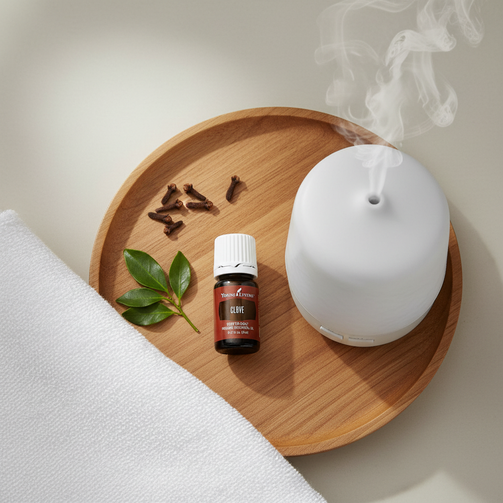 Clove Essential Oil spa tray overhead shot