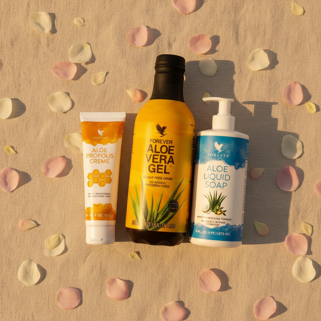 Forever Living Aloe Bundle sandy beige with petals