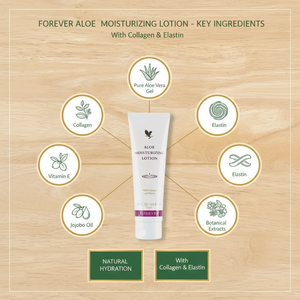 Forever Aloe Moisturizing Lotion ingredients infographic
