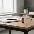 Brain Power essential oil on productivity desk with notebook
