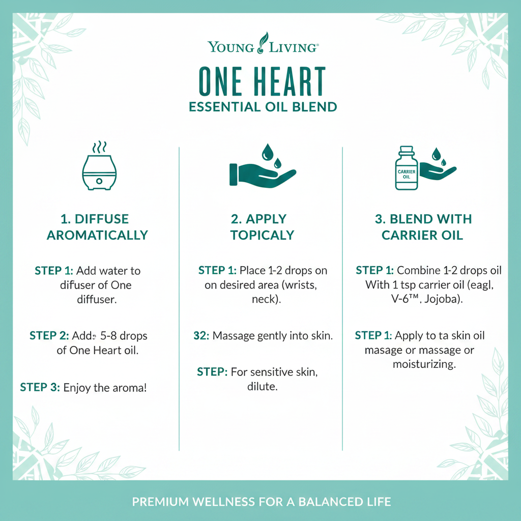 One Heart essential oil how to use infographic