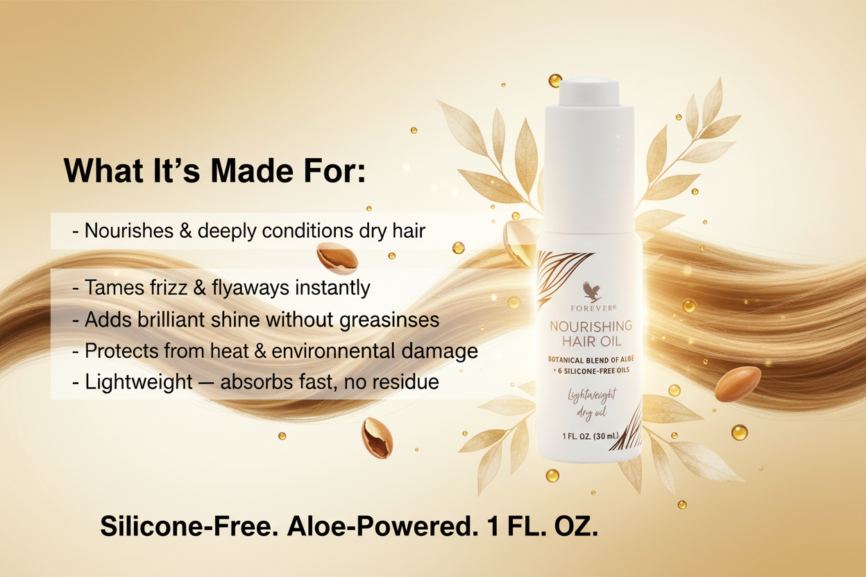 Forever Nourishing Hair Oil - Golden Botanical Banner