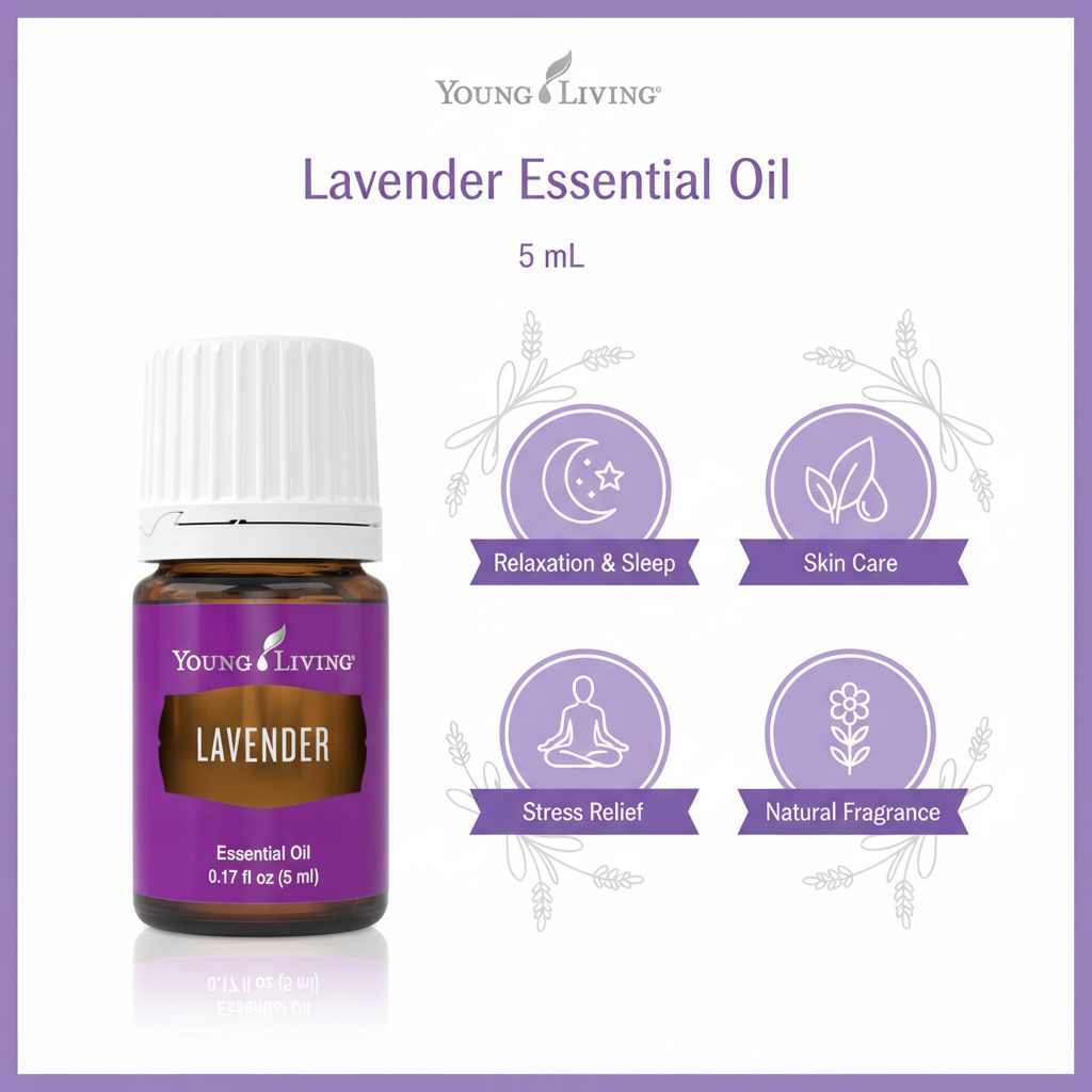 Lavender Essential Oil key benefits infographic