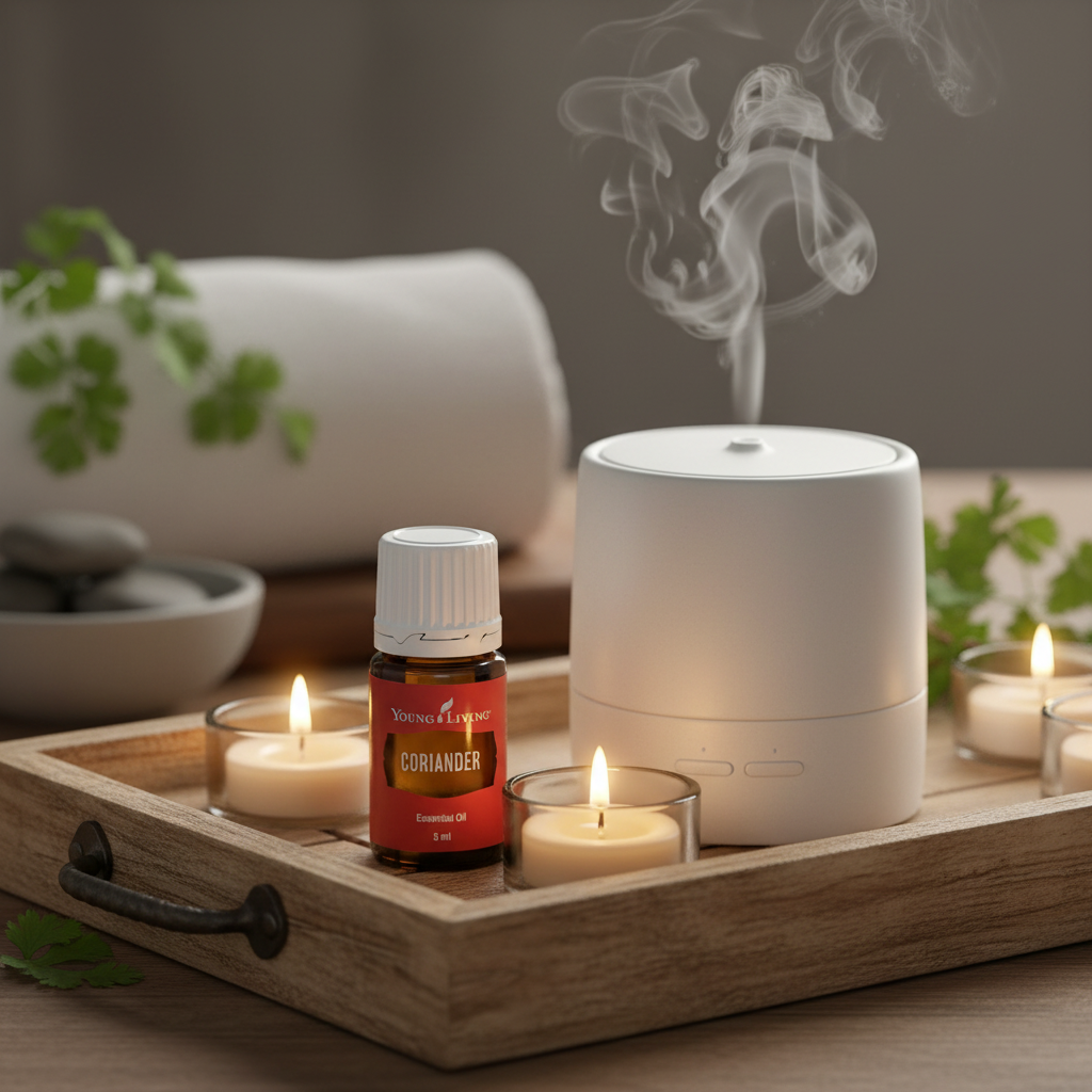 Coriander Essential Oil diffuser spa scene