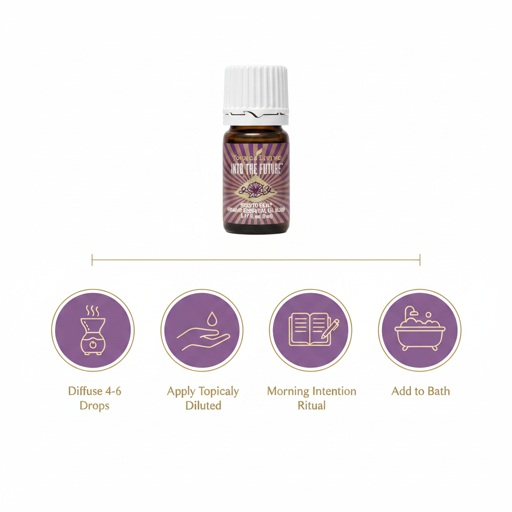 Into The Future essential oil how to use infographic