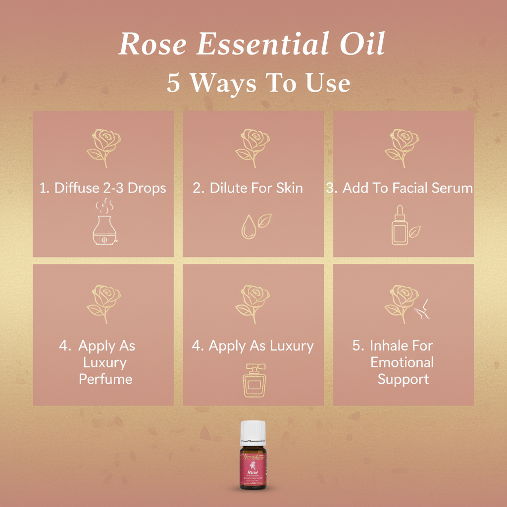 Young Living Rose Essential Oil how to use infographic