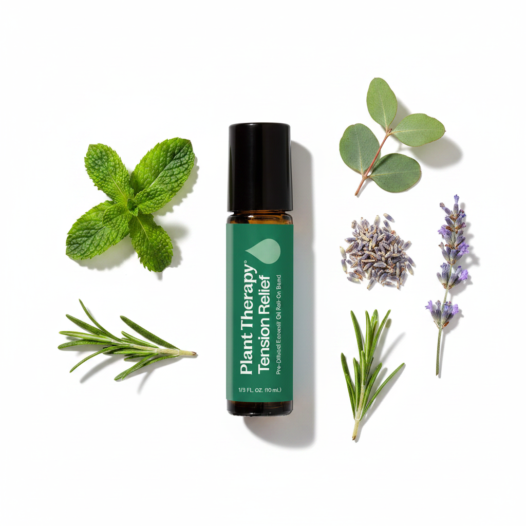Overhead knolling Plant Therapy Tension Relief Roll-On with botanicals