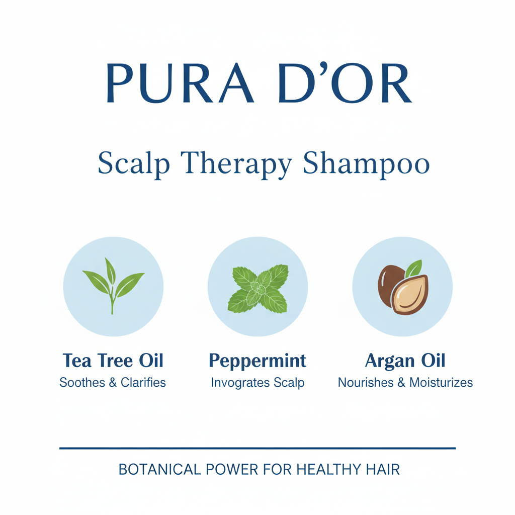 Key ingredients infographic - Tea Tree, Peppermint, Argan Oil