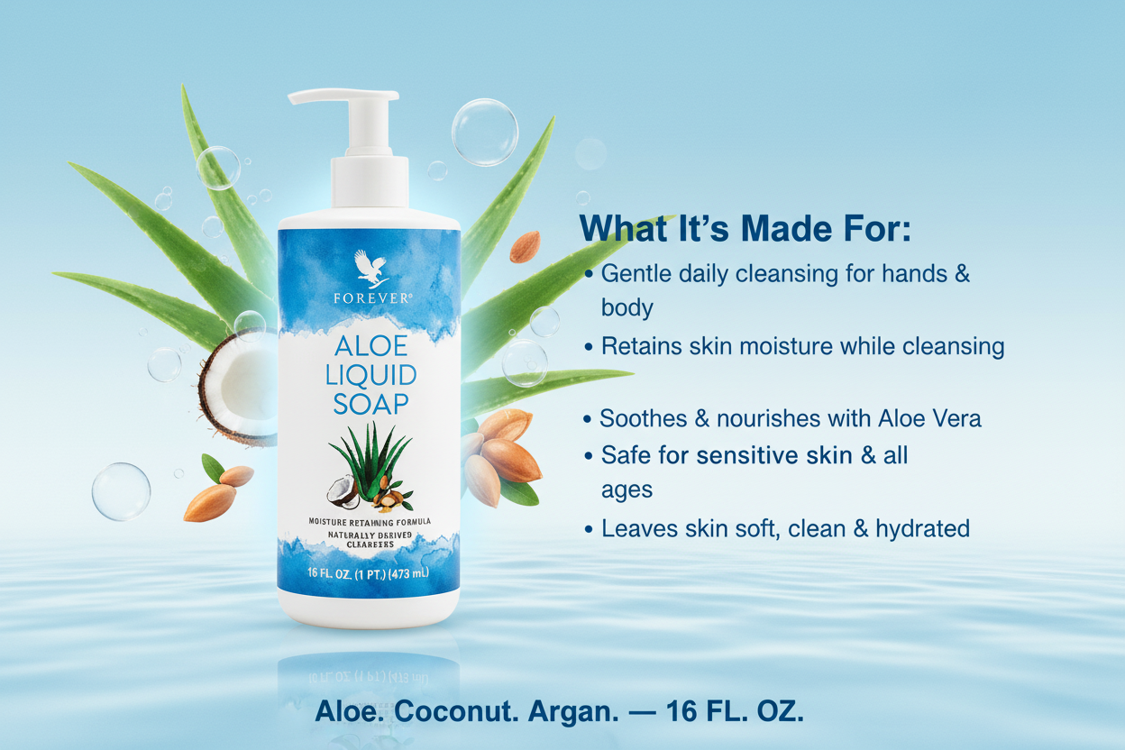 Aloe Liquid Soap - Blue Botanical Banner