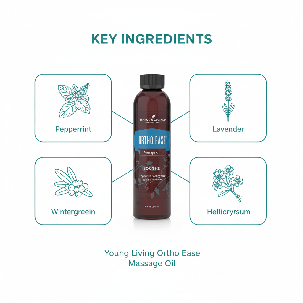 Ortho Ease Massage Oil key ingredients infographic