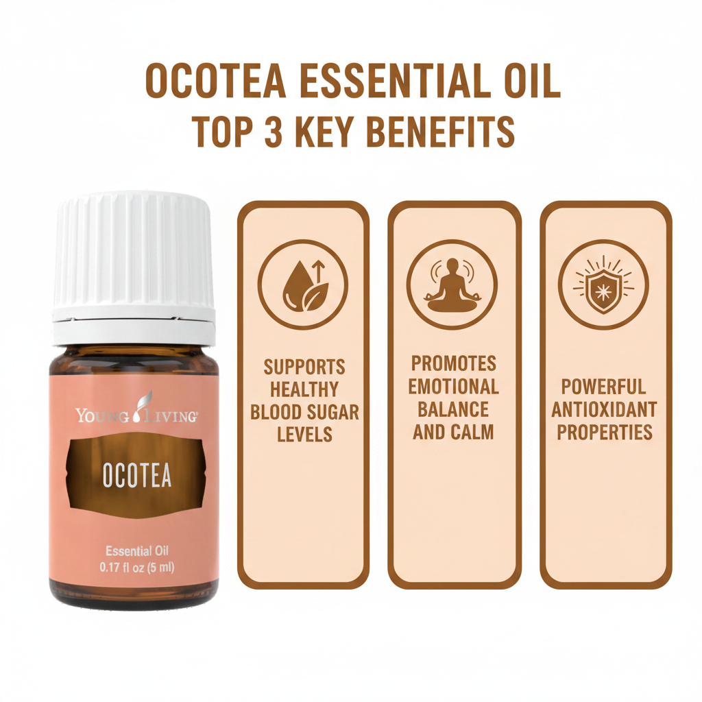 Ocotea Essential Oil key benefits infographic