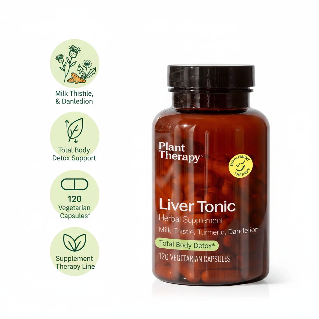 Plant Therapy Liver Tonic key benefits infographic