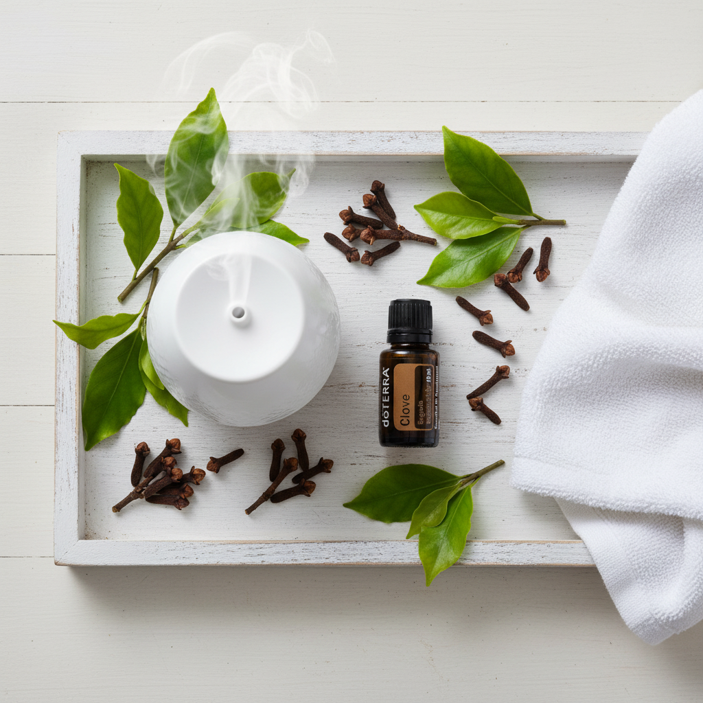 doTERRA Clove Oil spa tray overhead