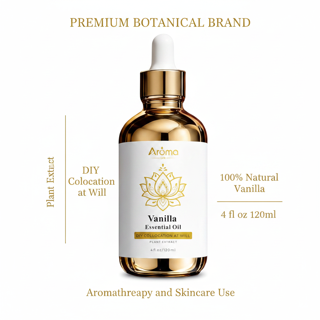 Aroma LVB Vanilla Essential Oil – Key Features Infographic